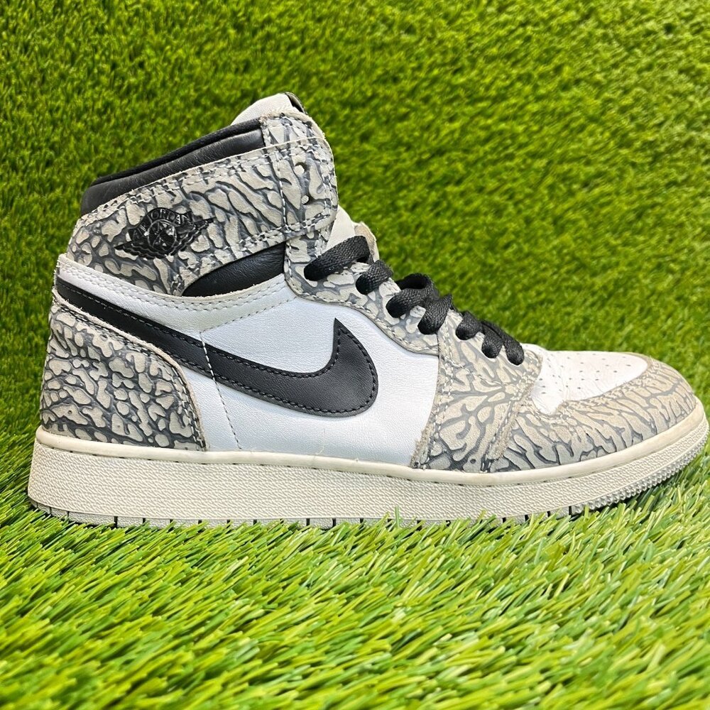 Nike Air Jordan 1 Retro High OG Boys Size 7Y White Black Athletic Shoes Sneakers